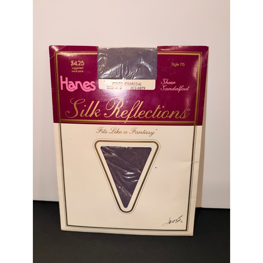 Hanes Silk Reflections Pantyhose Charcoal Sheer Sandalfoot Size AB Style 715 NEW